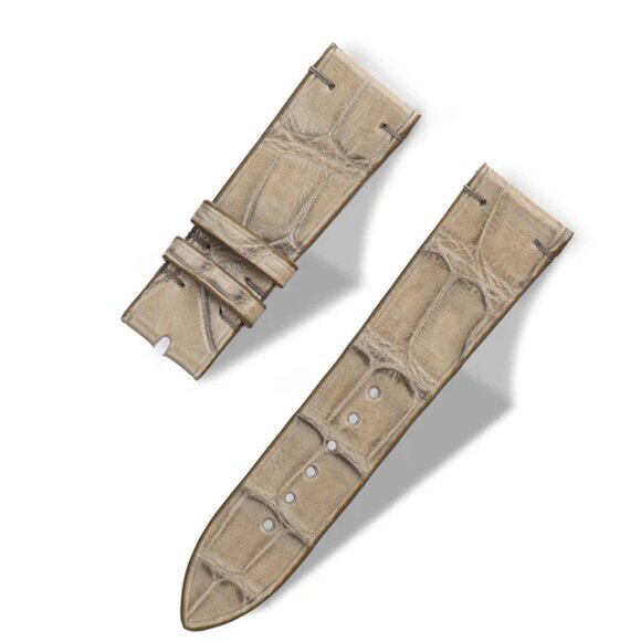Slim Alligator Leather Watch Band – Classic Fit - Sandstone Color main image 4